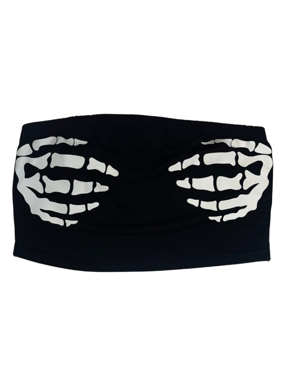 Black and White Skeleton Hands Bandeau Tube Top | SHEIN | Size Medium